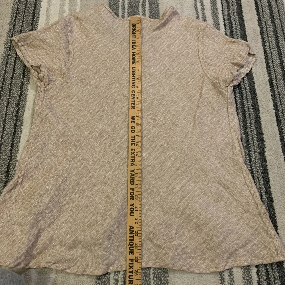 Flax Top Women Sz Petite Pale pink 100% Linen Blouse Boxy Lagenlook Short Sleeve - Picture 5 of 5